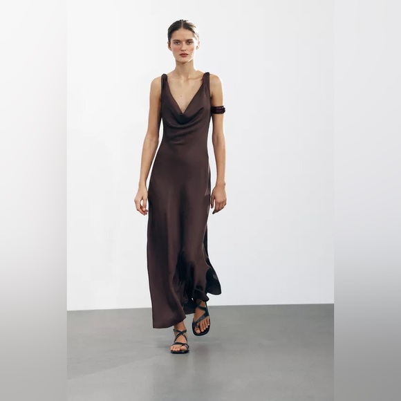 Zara Satin Long Dress - Picture 4 of 9